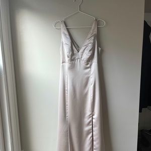 Amsale Tiana Long Evening Bridesmaids Dress in Champagne, Size 10